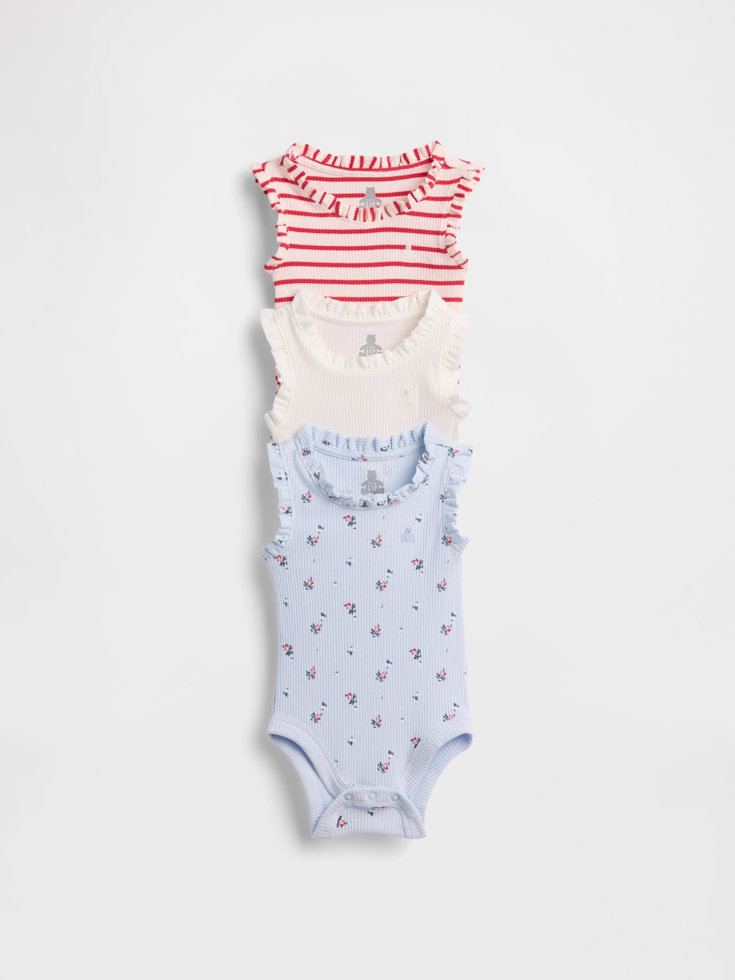 Baby First Favorites TinyRib Ruffle Tank Bodysuit (3-Pack)