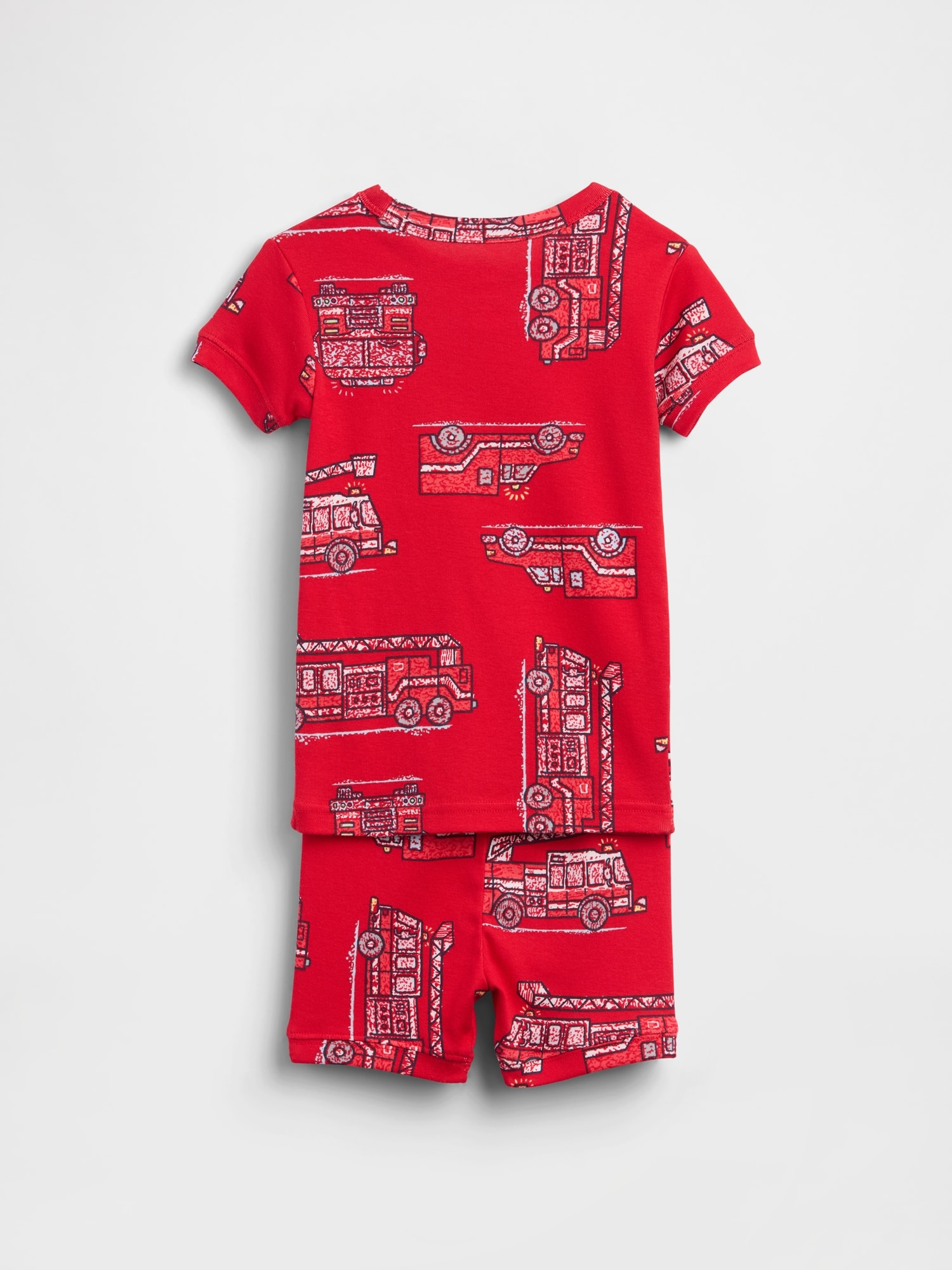 Pyjama court en coton biologique brossé à motif de camion d’incendie pour Bébé et Tout-petit