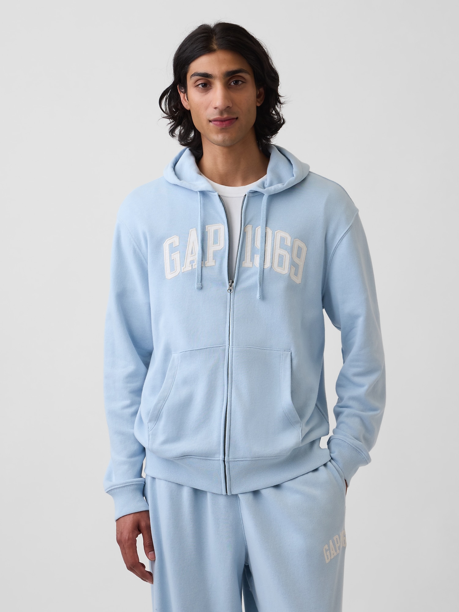 フレンチテリー リラックスフィット GAP1969ロゴ  ジップアップパーカー-0