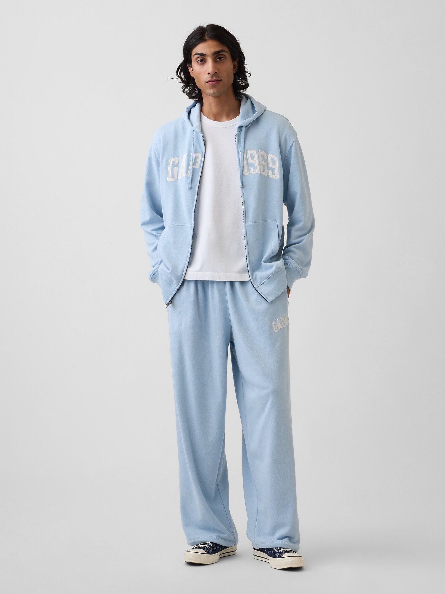 フレンチテリー リラックスフィット GAP1969ロゴ  ジップアップパーカー-1