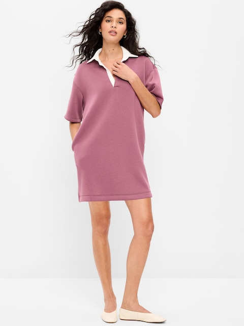 Bounce Fleece Short-Sleeve Polo Dress