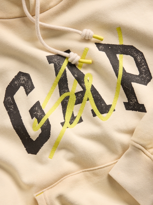 Gap &times; Sean Wotherspoon ヘビーウェイト フレンチテリー オーバーサイズ クロップド GAPロゴパーカー-3