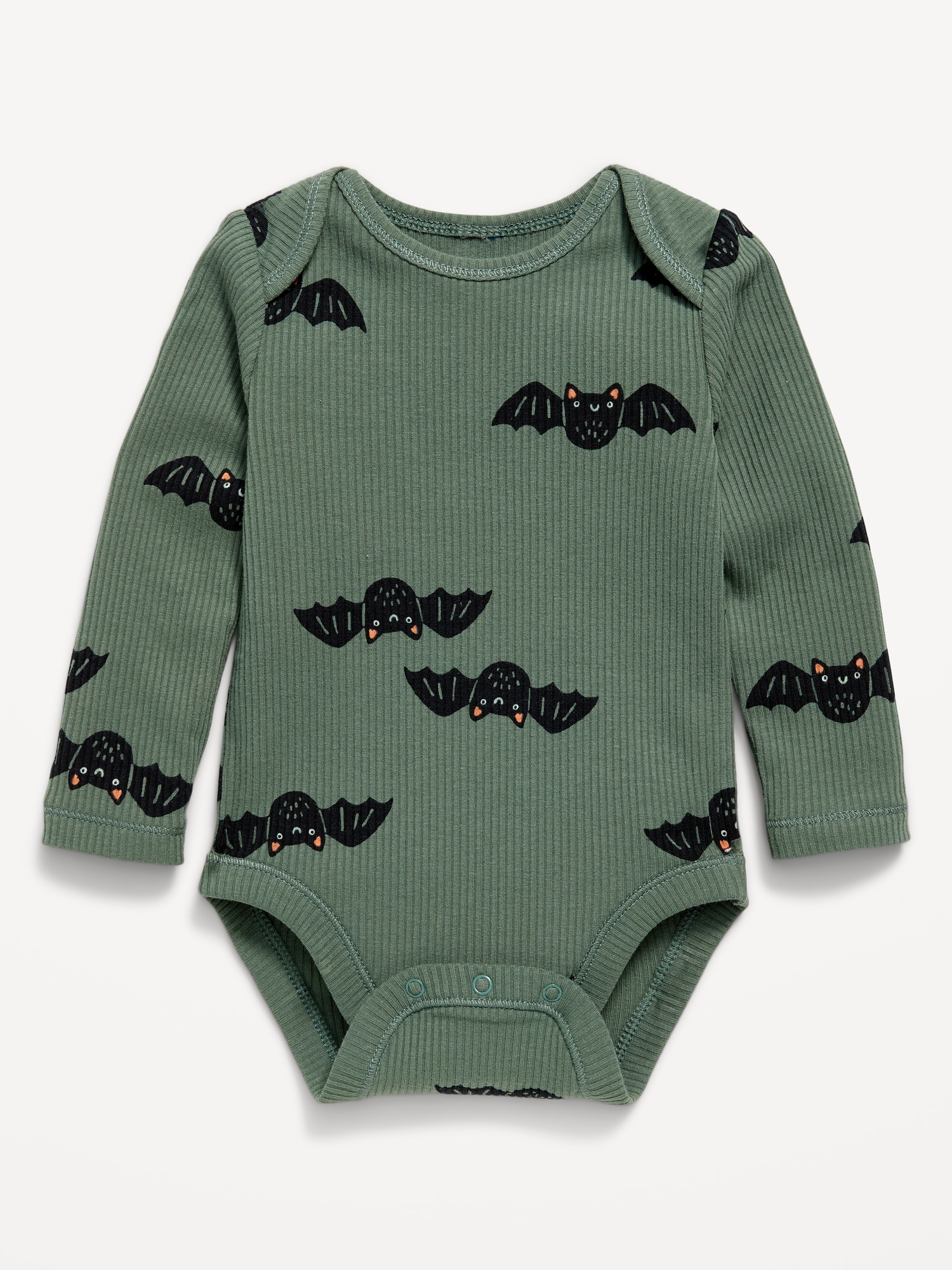 Printed Unisex Long-Sleeve Ribbed Bodysuit for Baby