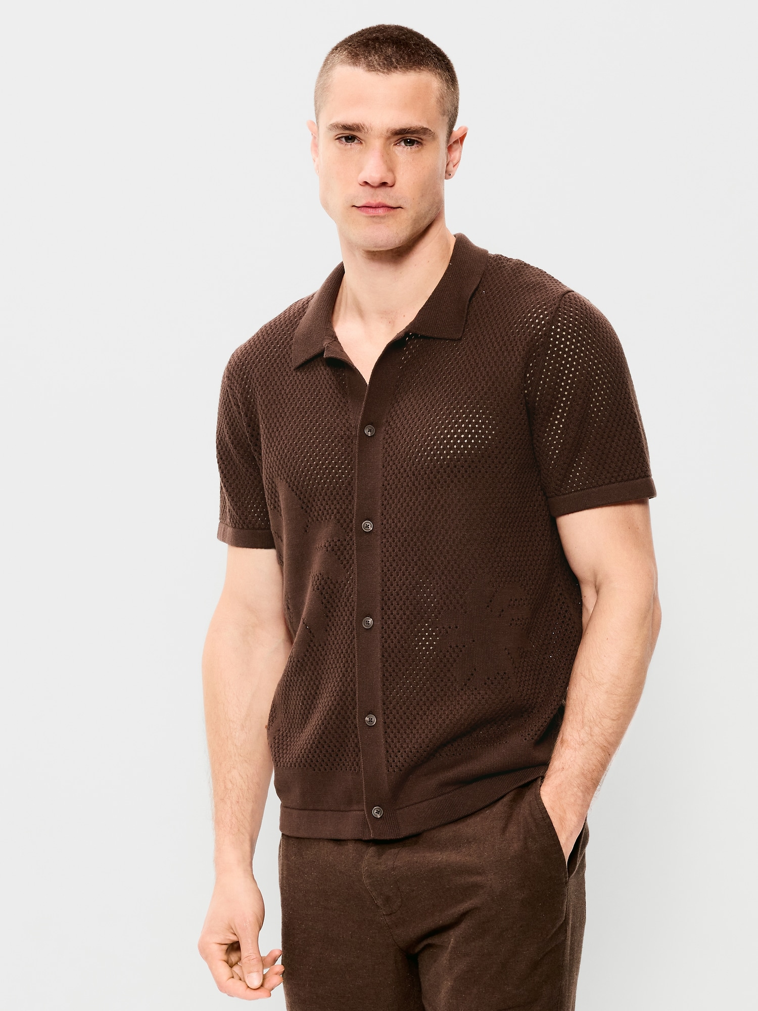 CHEMISE EN TRICOT AJOURÉ À MANCHES COURTES