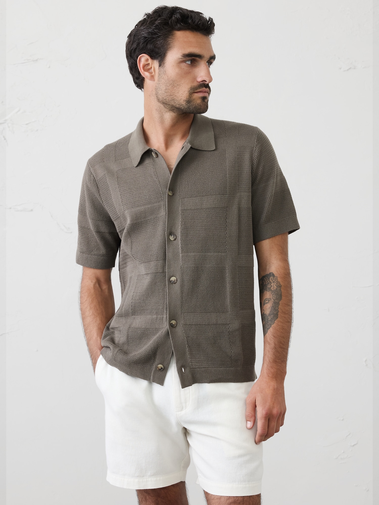 Mesh Patchwork Sweater Polo