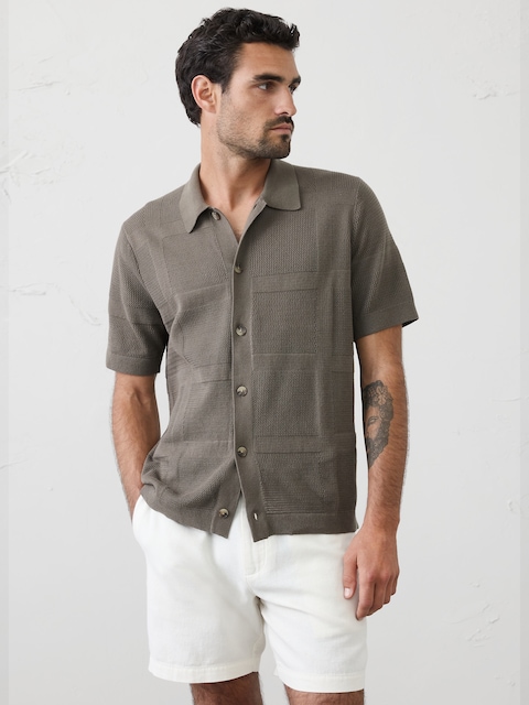 Mesh Patchwork Sweater Polo