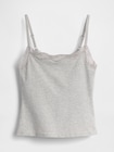 オーガニックコットン ストレッチ レーストリミング キャミソール-0