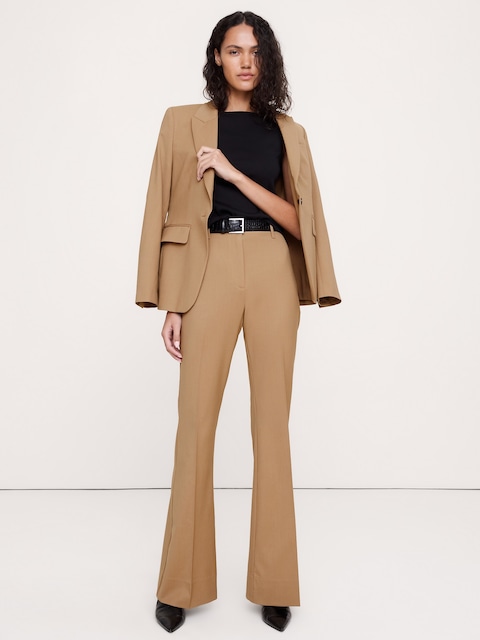 PANTALON ÉVASÉ À TAILLE HAUTE EN LAINE ITALIENNE LÉGÈRE