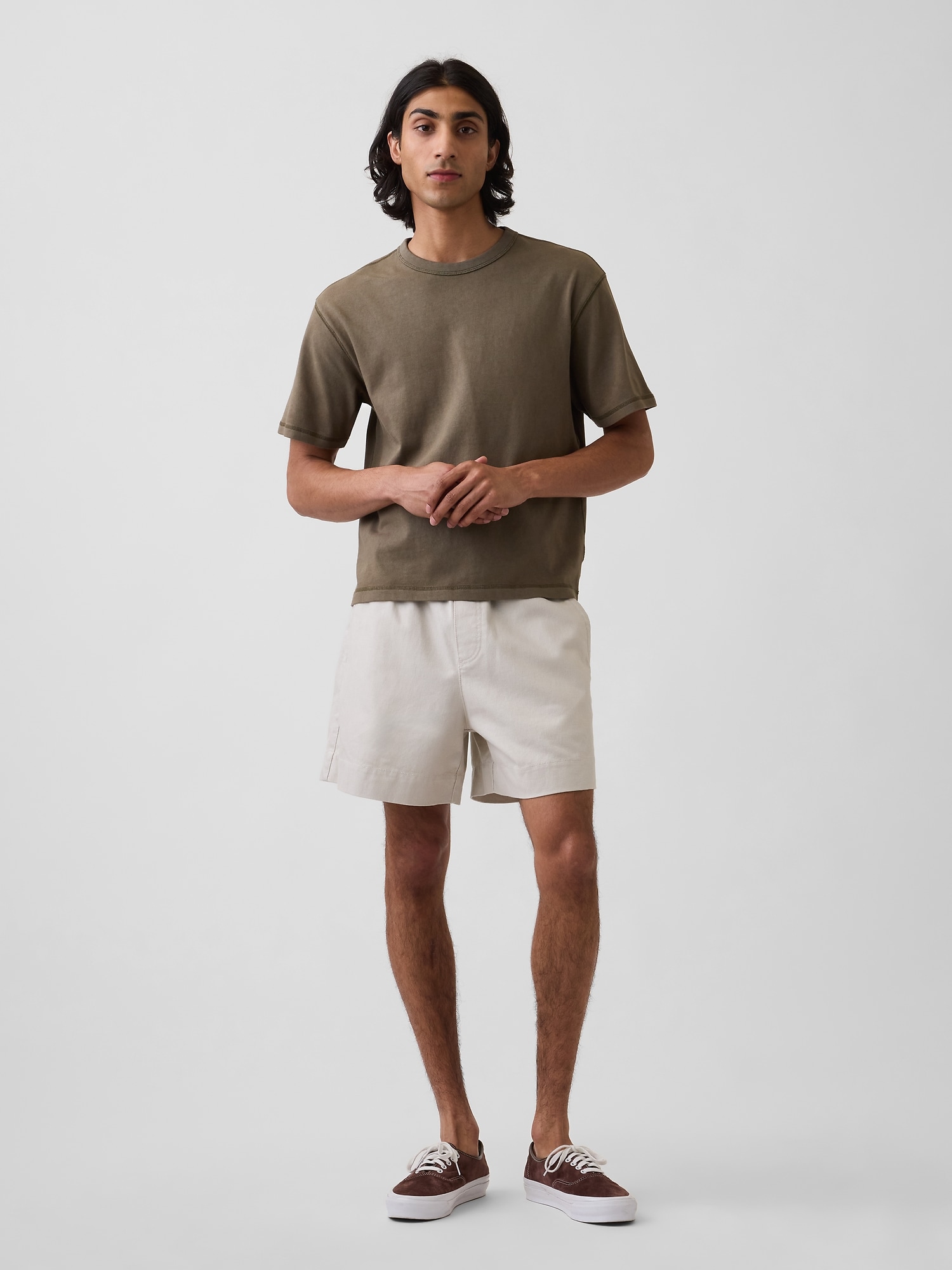 5.5" Linen-Blend Relaxed Shorts