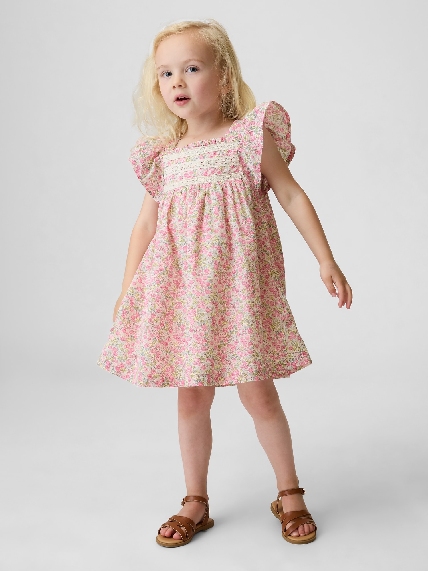 ROBE À MANCHES FLOTTANTES À MOTIF FLORAL POUR BÉBÉ ET TOUTE-PETITE