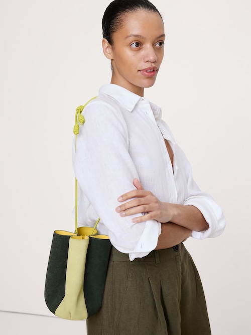 カラーブロック スエード チューリップ バッグ