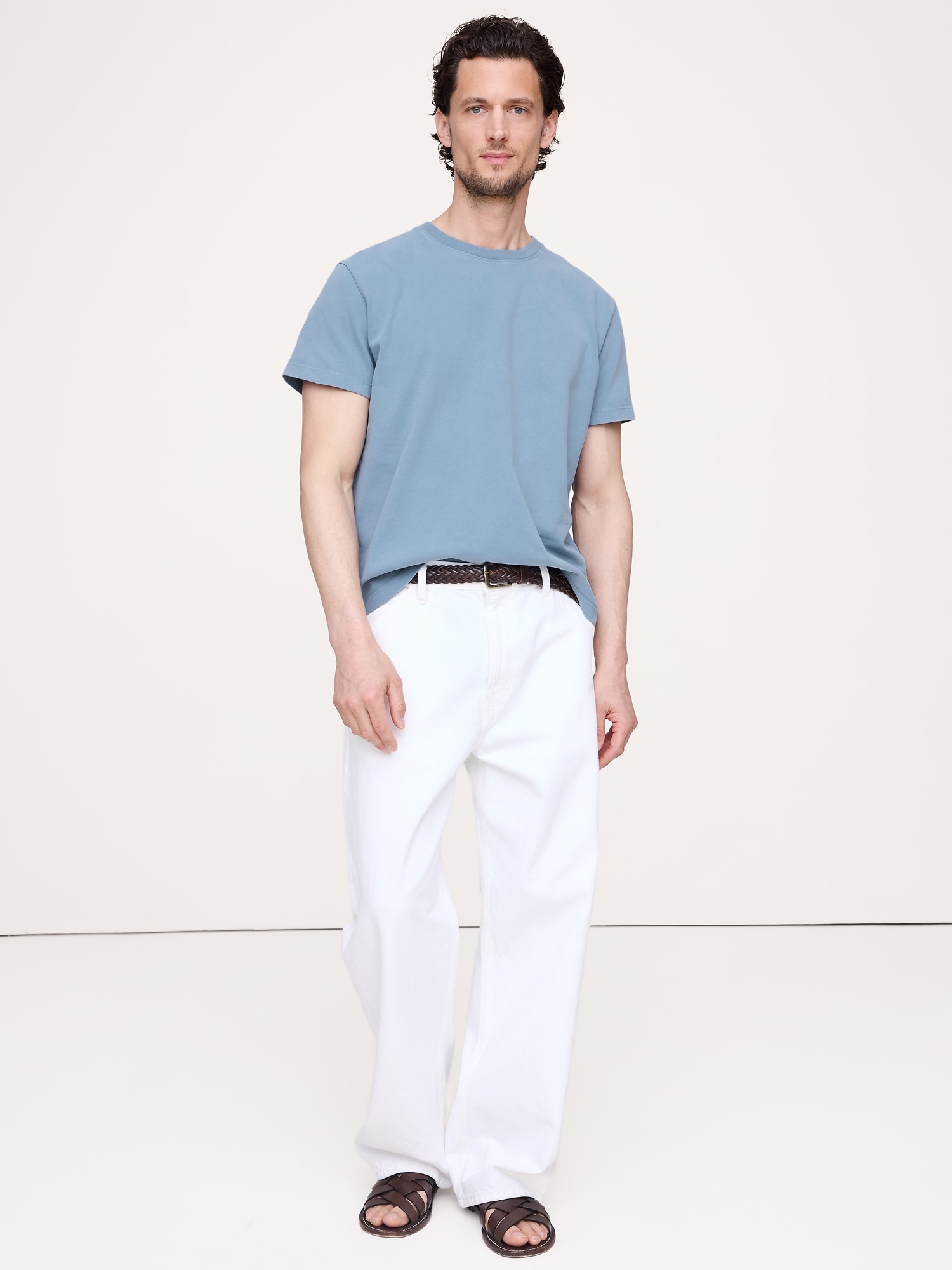 T-SHIRT RAS DU COU EN COTON SUÉDÉ