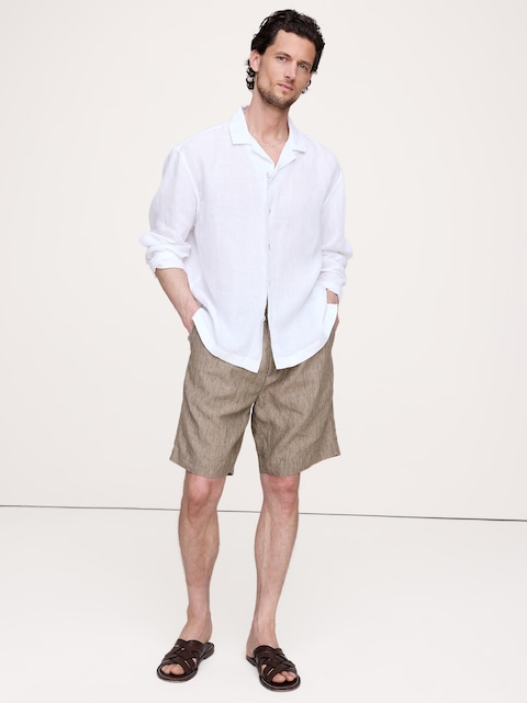 CHEMISE DE VACANCES DÉCONTRACTÉE À MANCHES LONGUES EN LIN