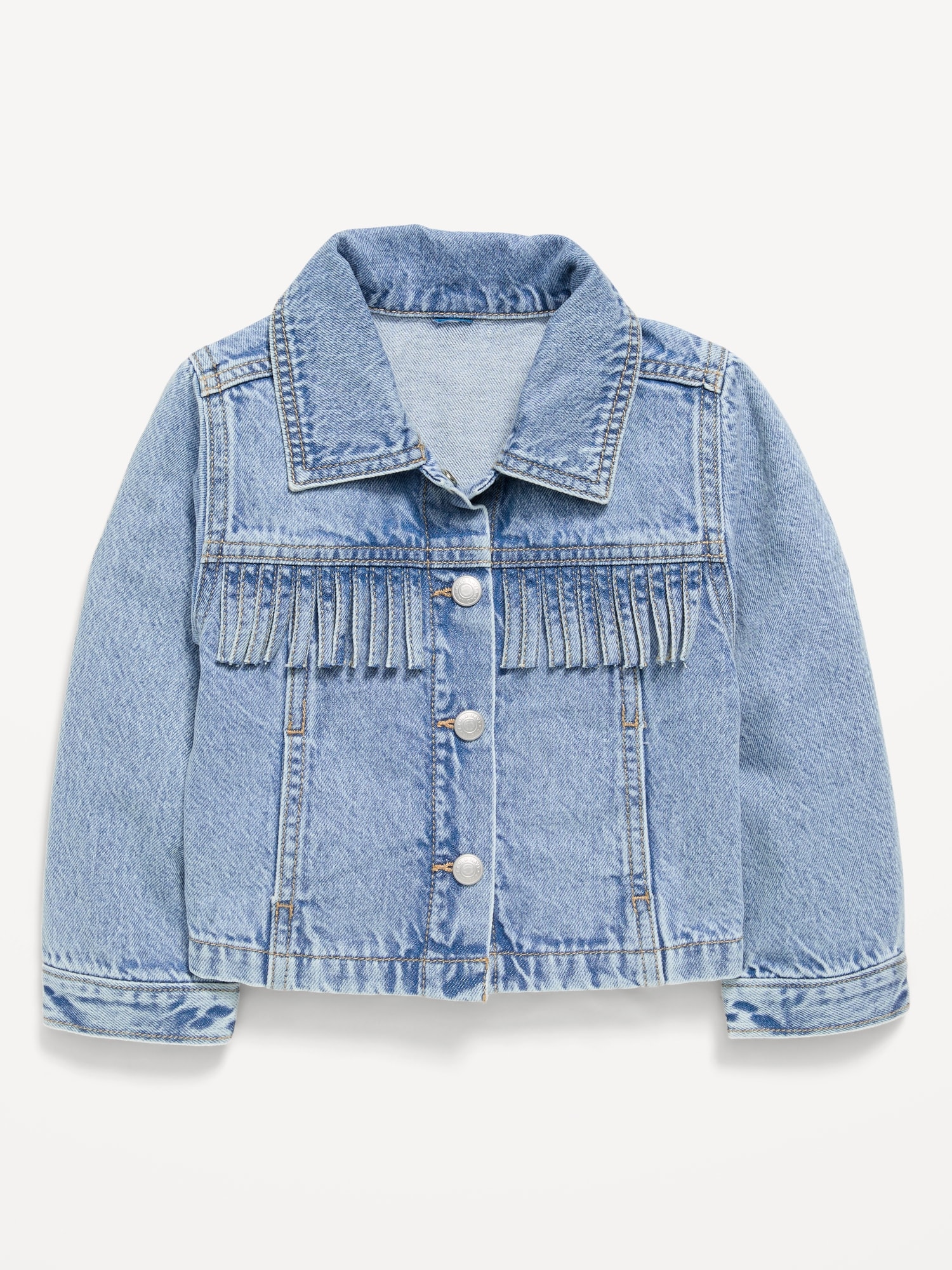 VESTE CAMIONNEUR COURTE EN DENIM À FRANGES POUR TOUTE-PETITE