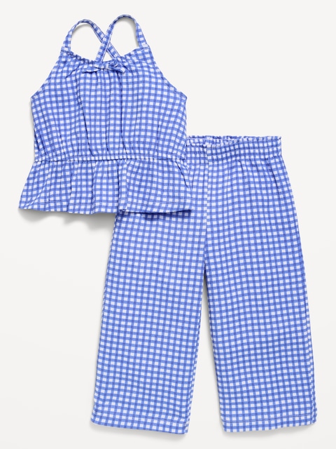Printed Sleeveless Top and Pants Set for Toddler Girls