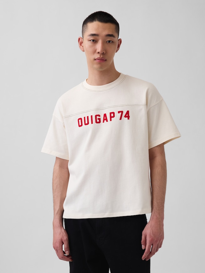 OuiGap ヘビーウェイト クロップド ロゴTシャツ-0