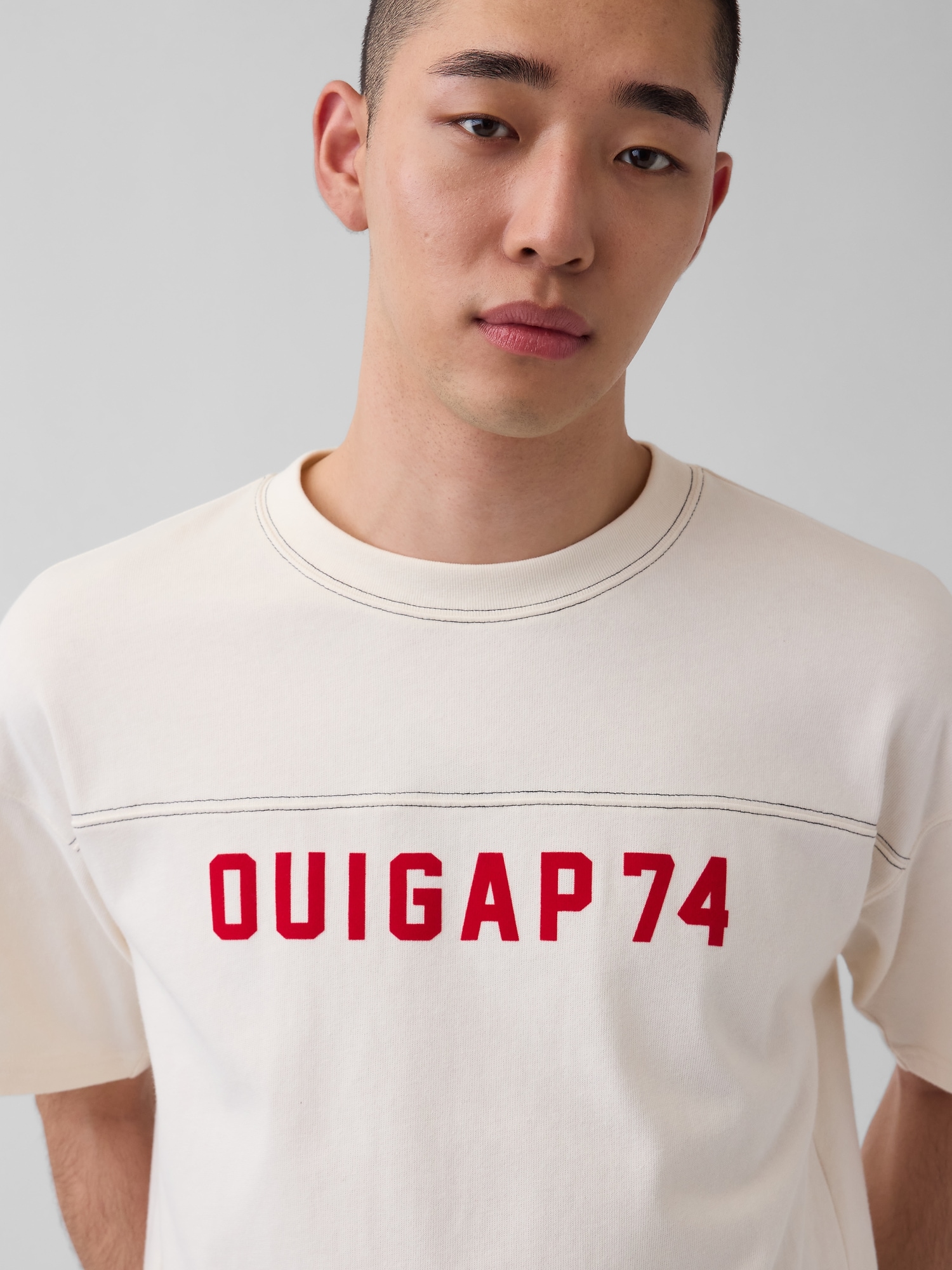 OuiGap ヘビーウェイト クロップド ロゴTシャツ-3