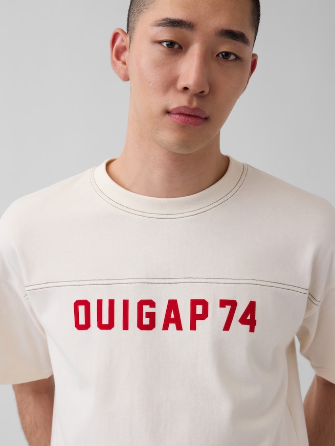 OuiGap ヘビーウェイト クロップド ロゴTシャツ-3