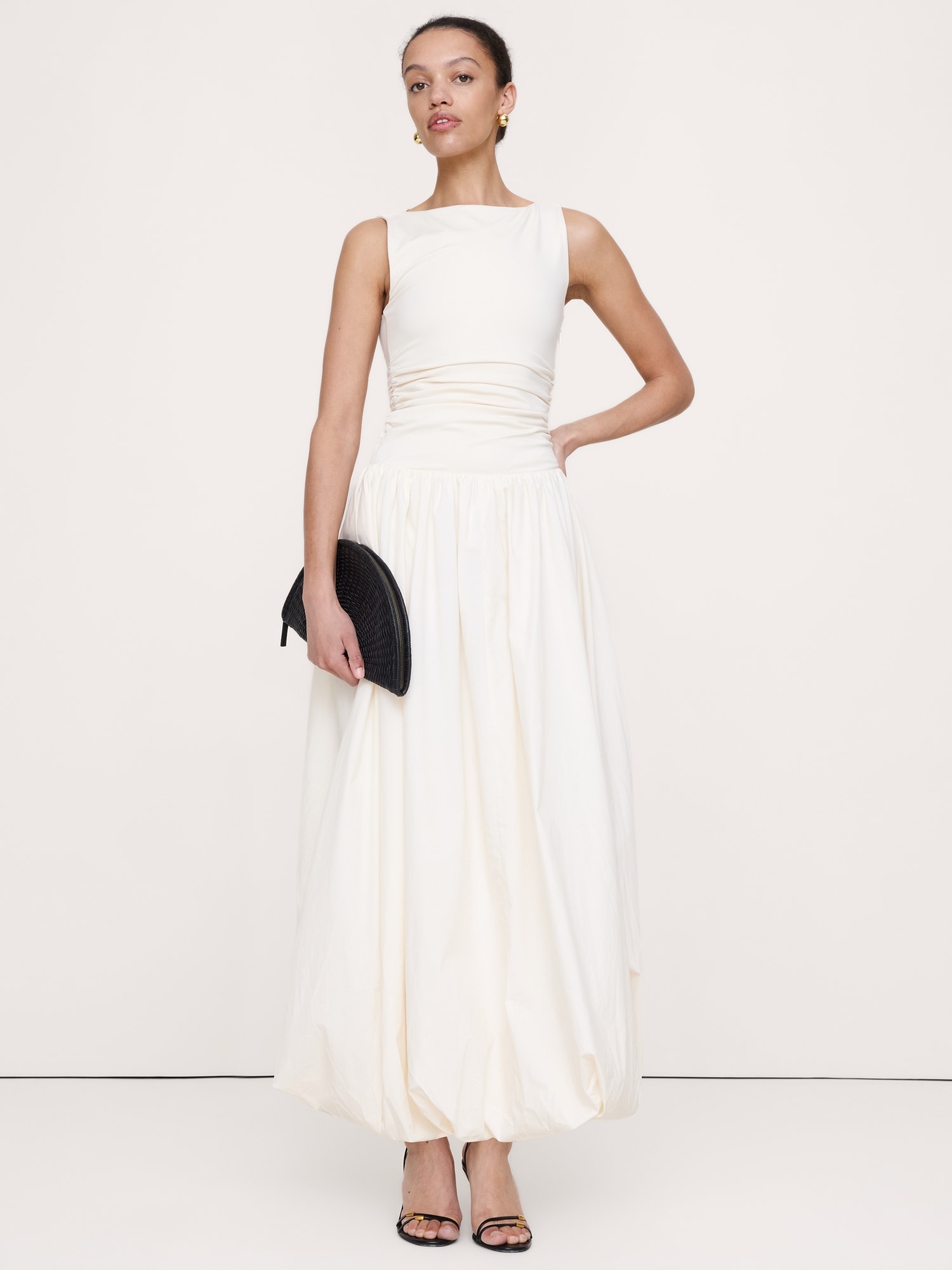 ROBE EN JERSEY ET POPELINE DE COTON À OURLET BALLON