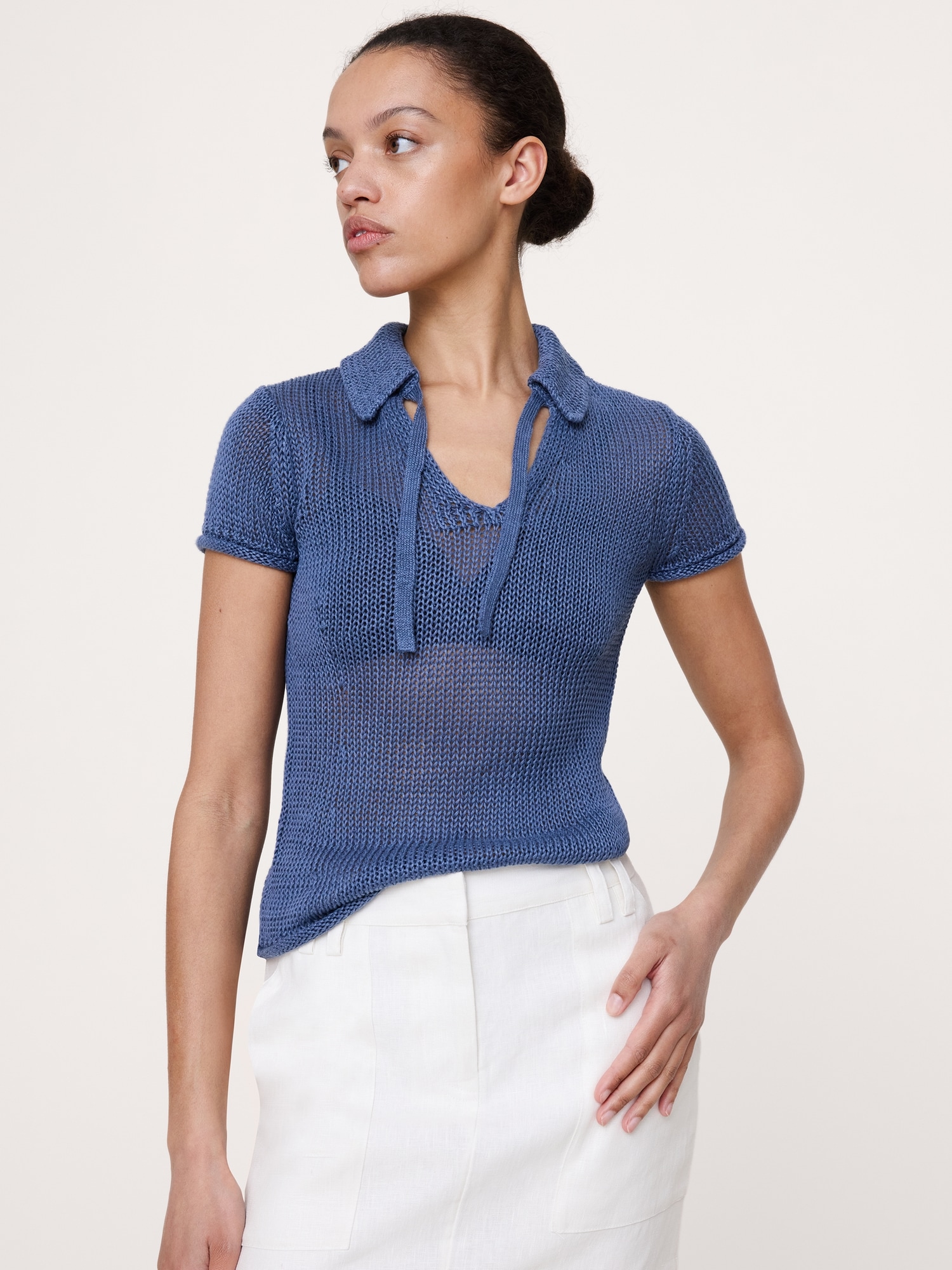 Heirloom Linen Tie-Neck Polo