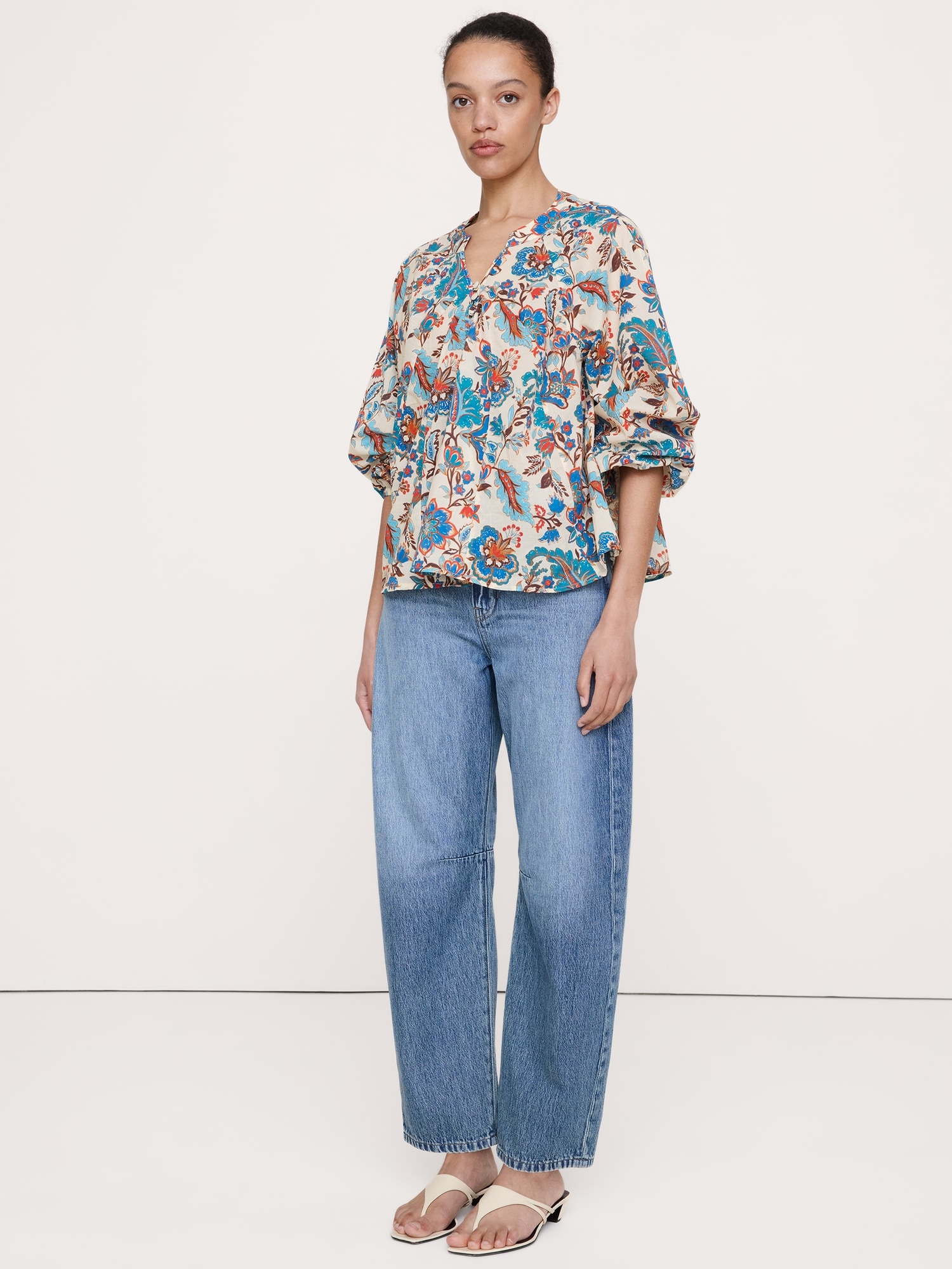 軽量コットン スプリットネックトップ-0