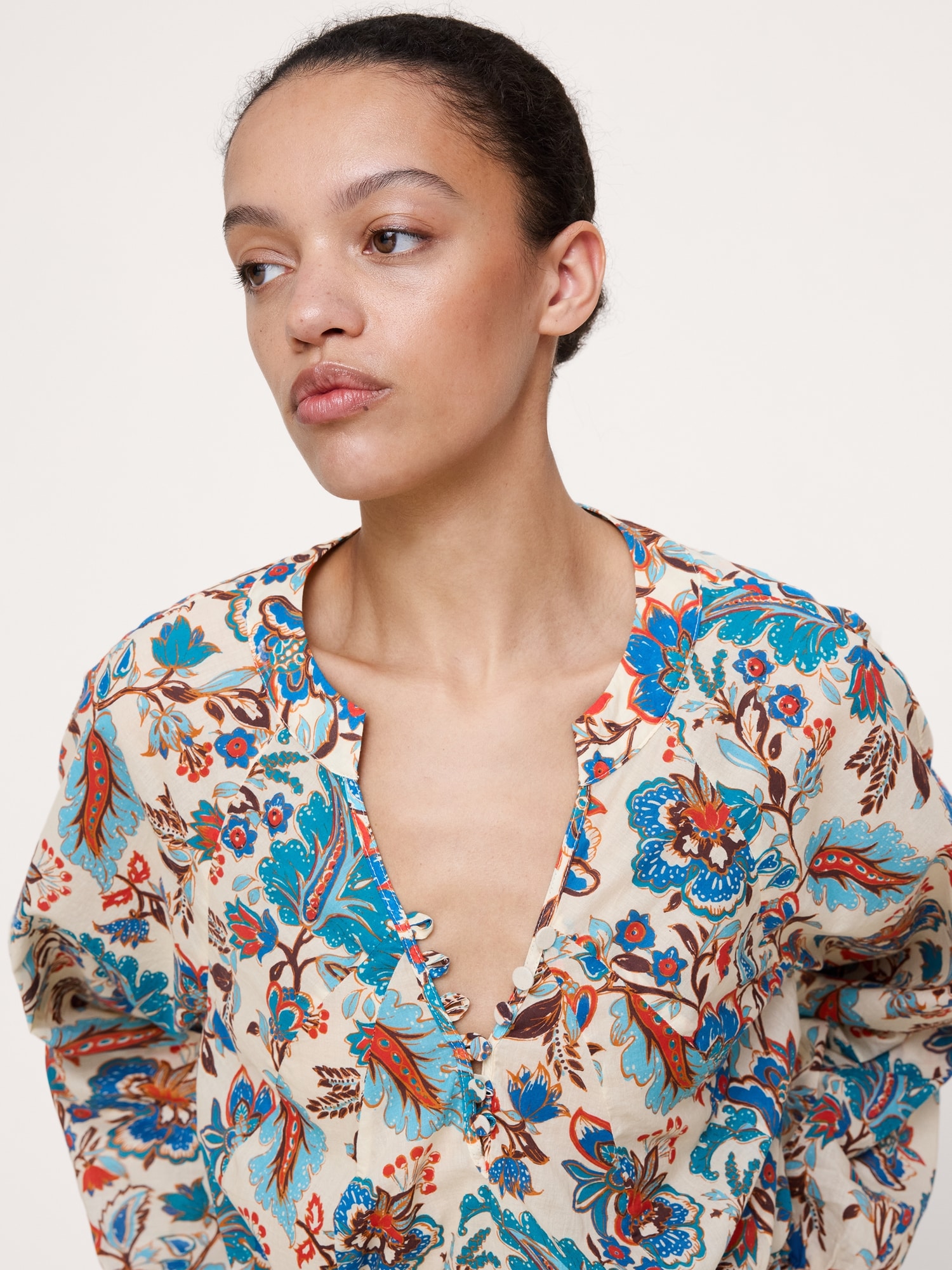 軽量コットン スプリットネックトップ-2