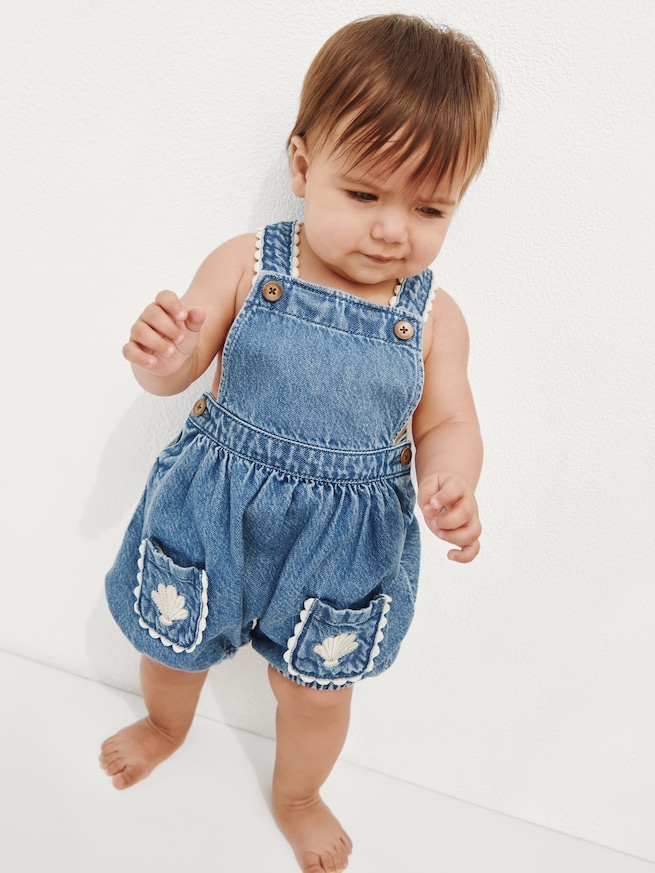 デニムシェル ポケット バブルオーバーオール (ベビー)-3