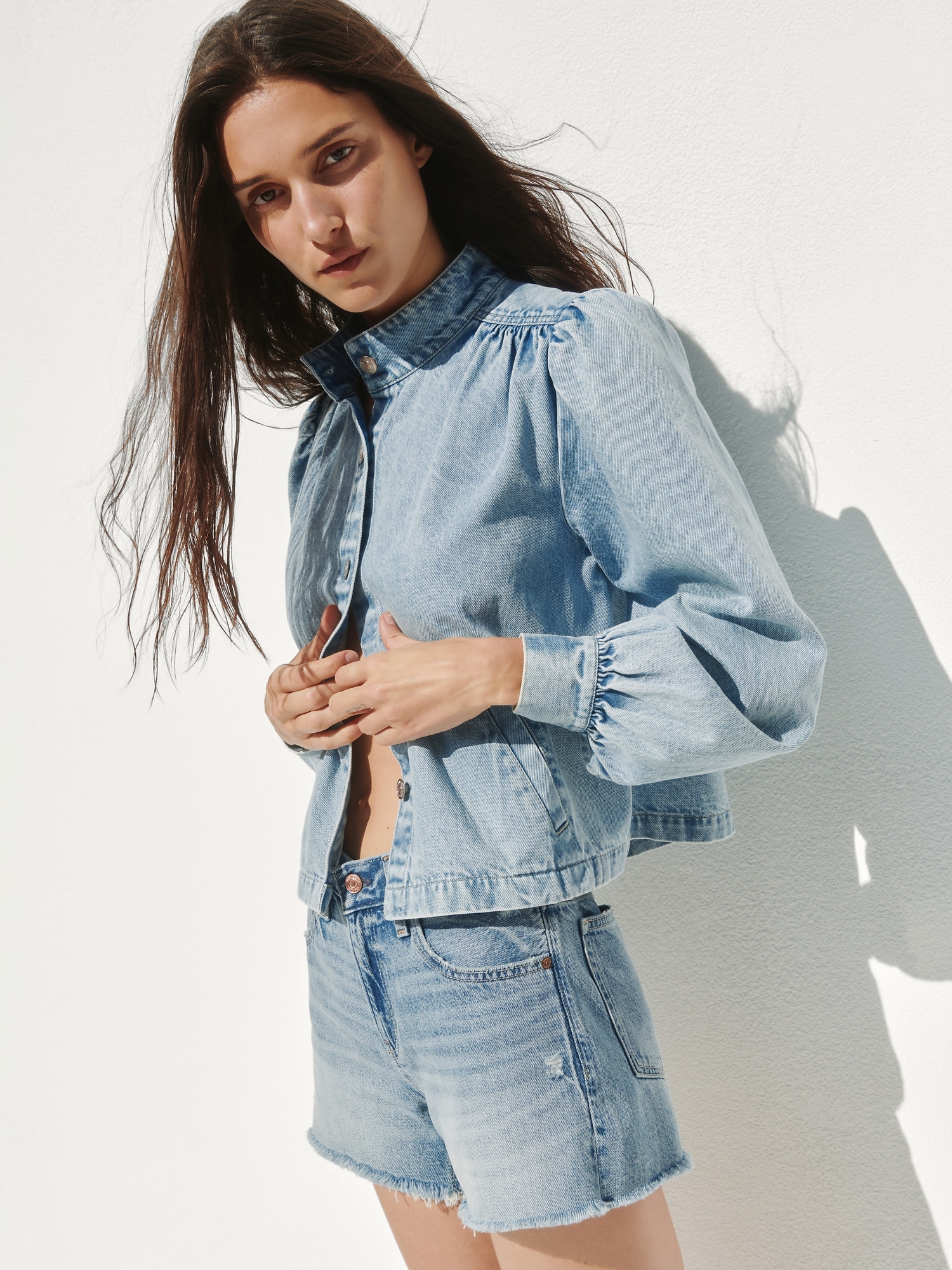 クロップドジャケット バルーンスリーブ CLANE/クラネ】BULKY SLEEVE CROPPED JACKET/バルキースリーブ