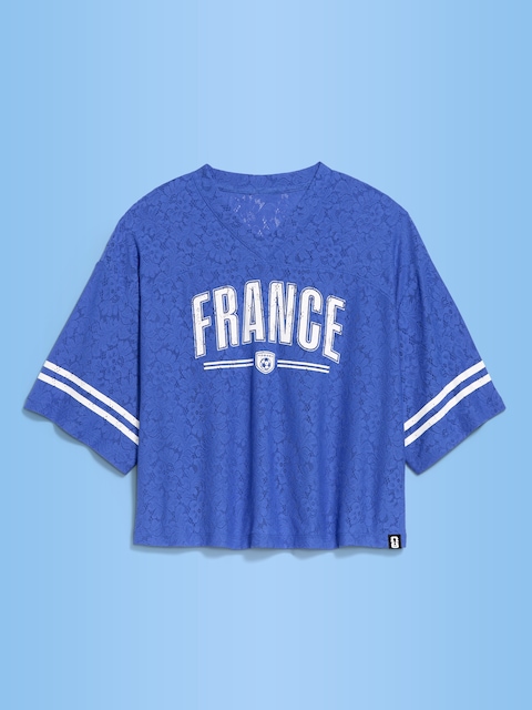 FIFA World Cup 26™ France Boxy Lace V-Neck T-Shirt for Women