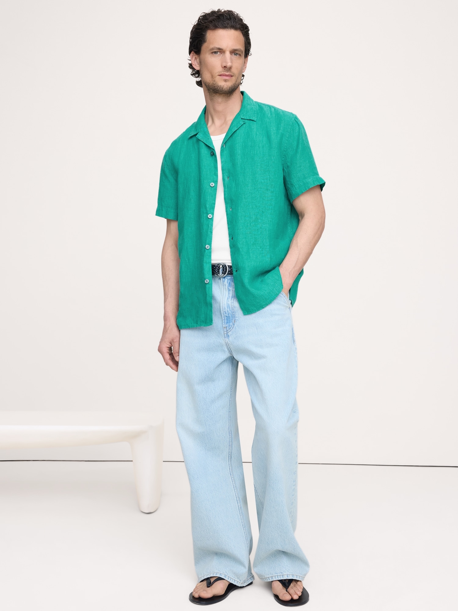 Standard-Fit Linen Resort Shirt