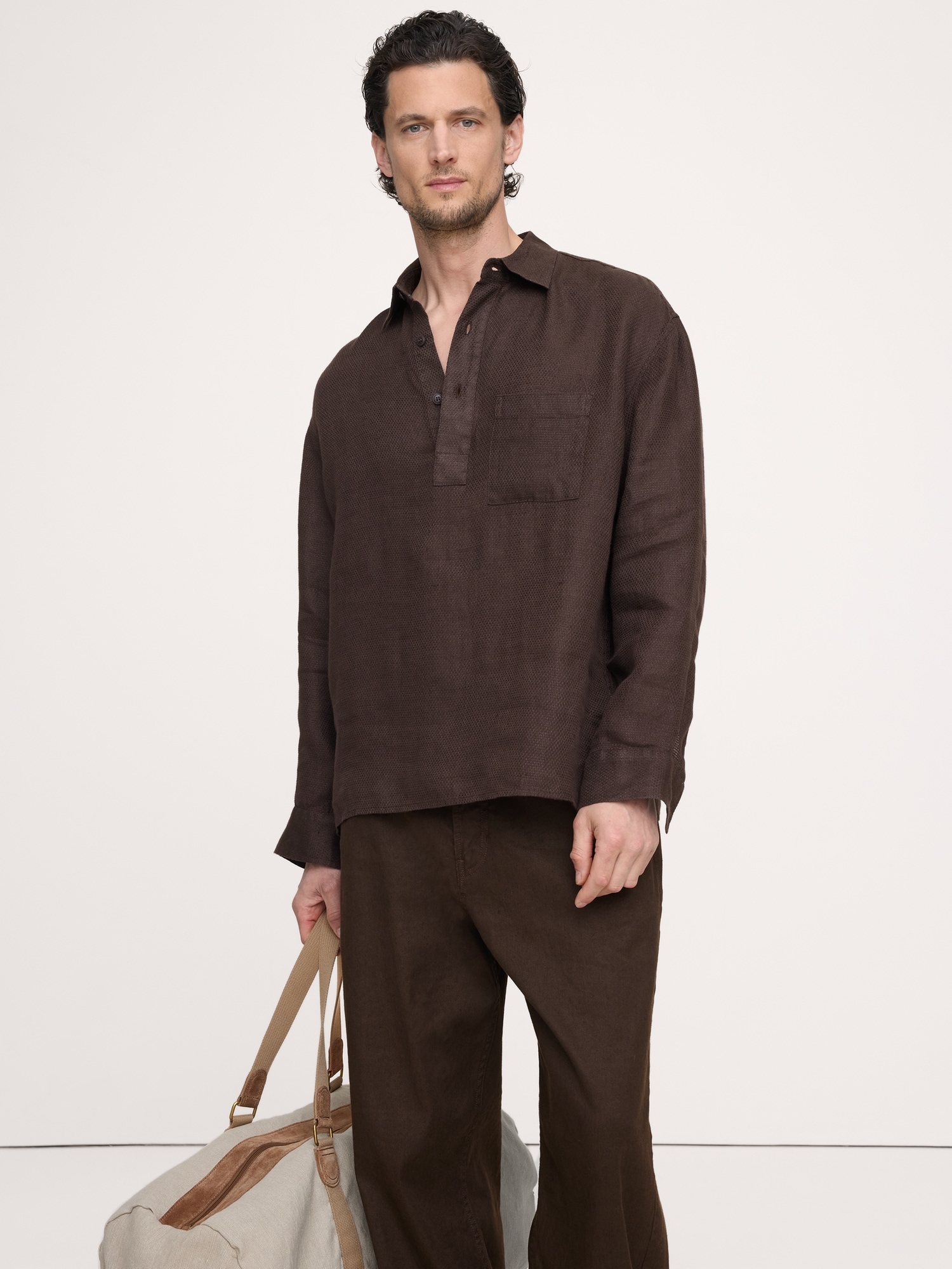 Relaxed-Fit Linen Popover Shirt