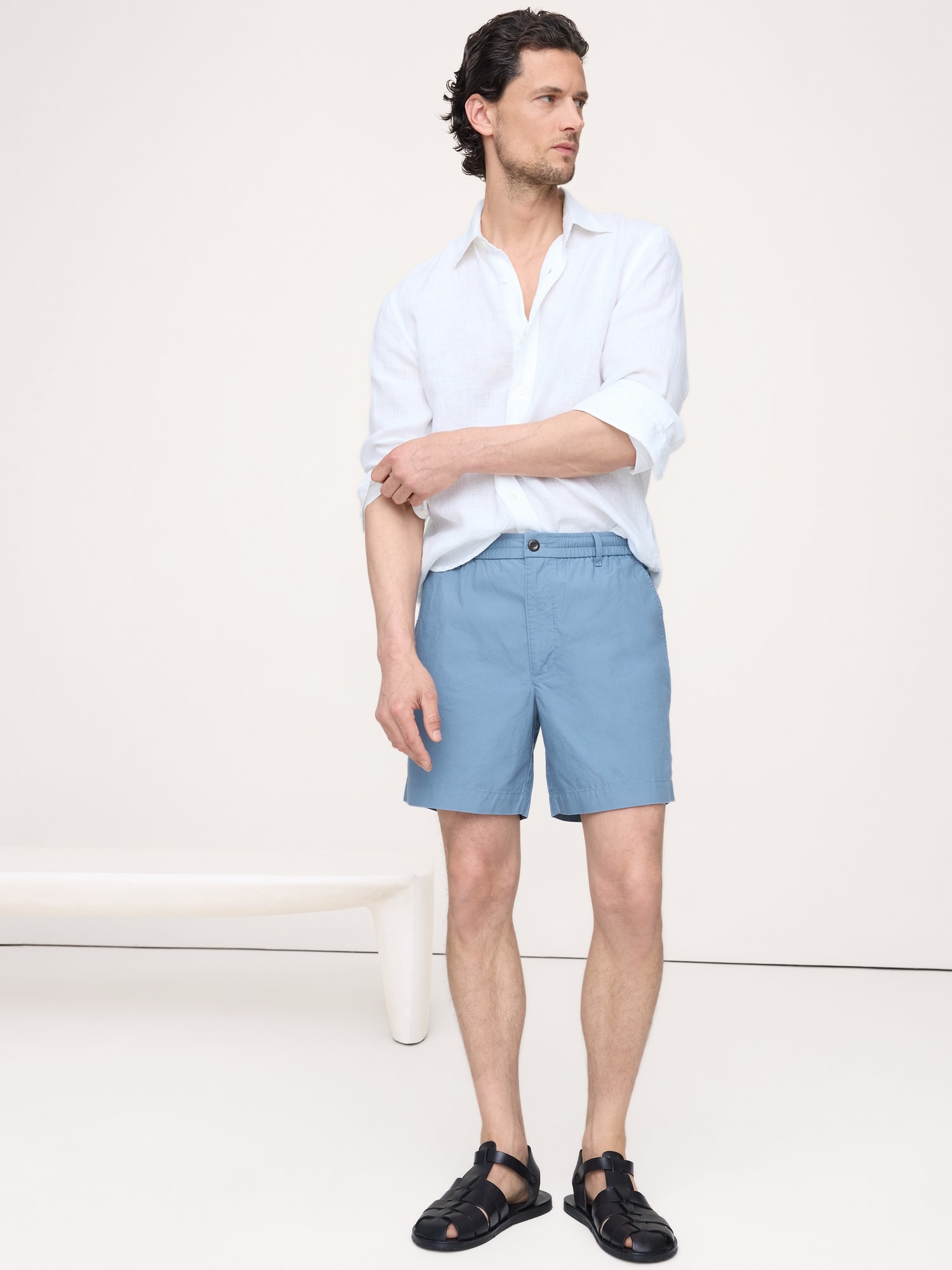SHORT À TAILLE EXTENSIBLE EN COTON LÉGER DE 18 CM