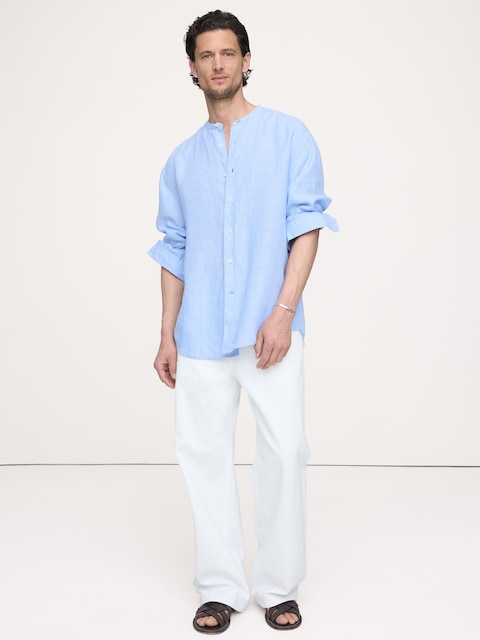 CHEMISE DÉCONTRACTÉE COUPE STANDARD À COL À BANDE