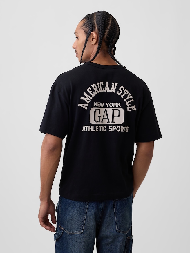 ヘビーウェイト GAPロゴ リラックスフィット クロップドTシャツ-2