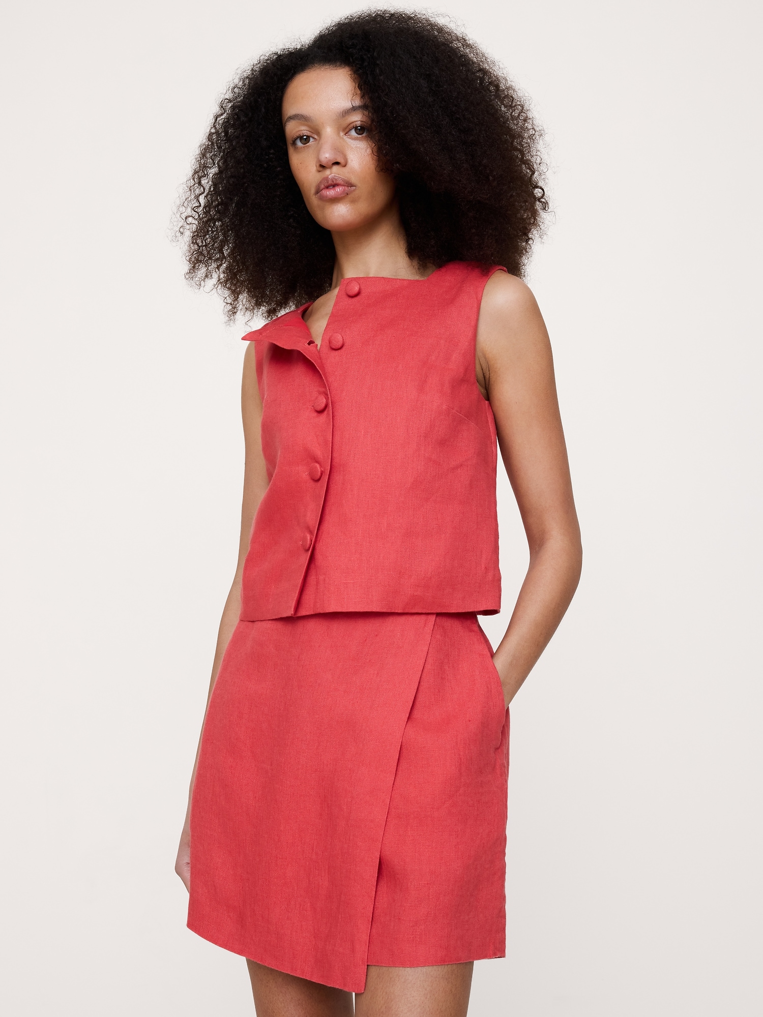 Linen Wrap Mini Skirt