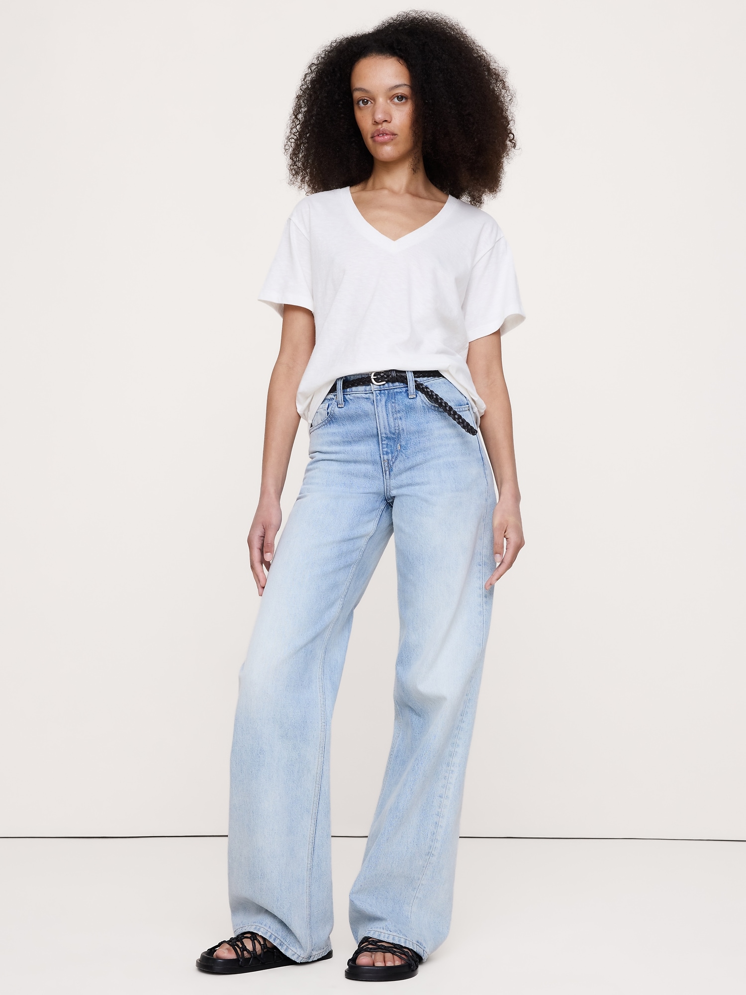 Cotton Slub Boyfriend V-Neck T-Shirt