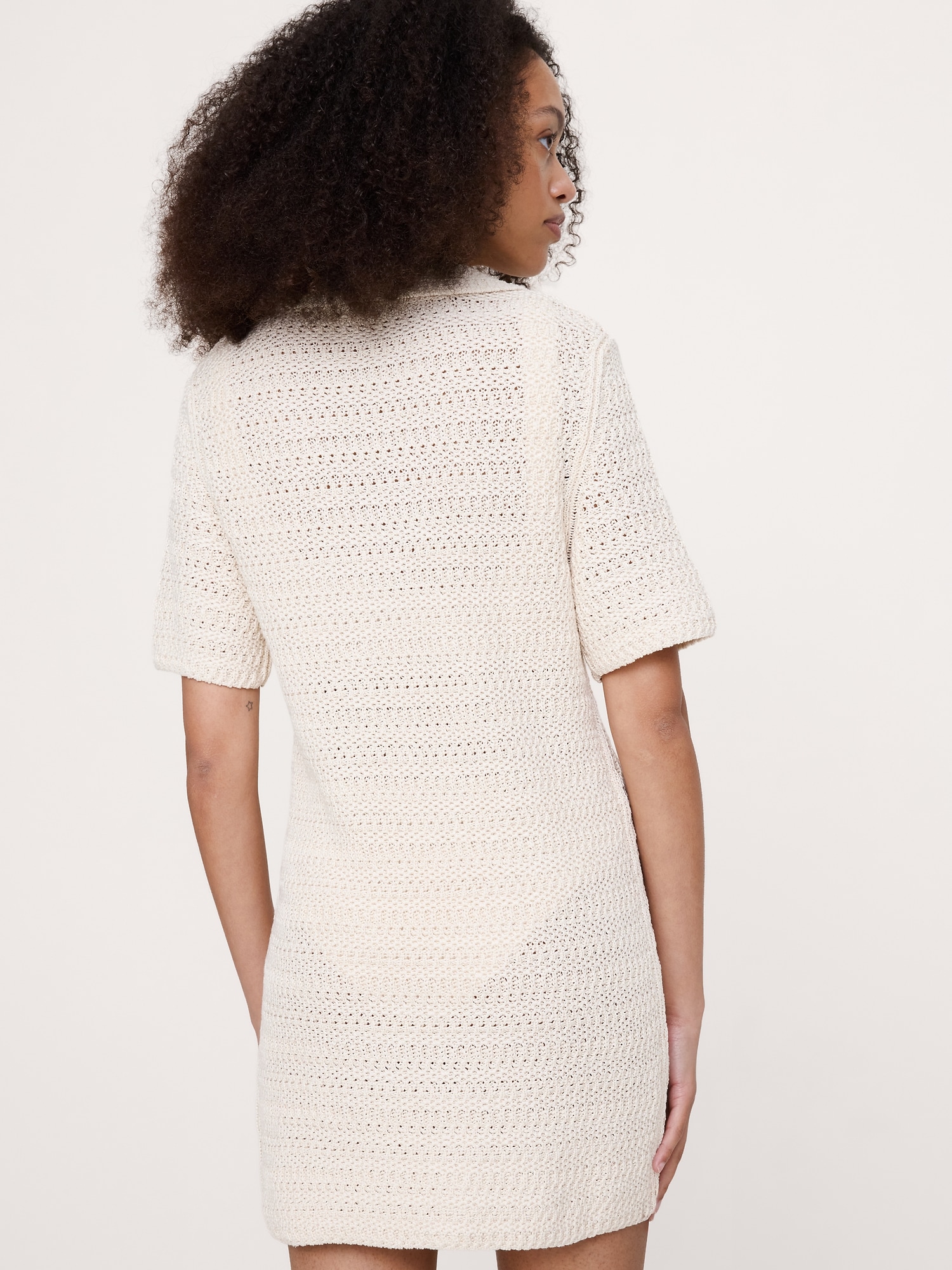 Cotton Crochet Mini Sweater Dress