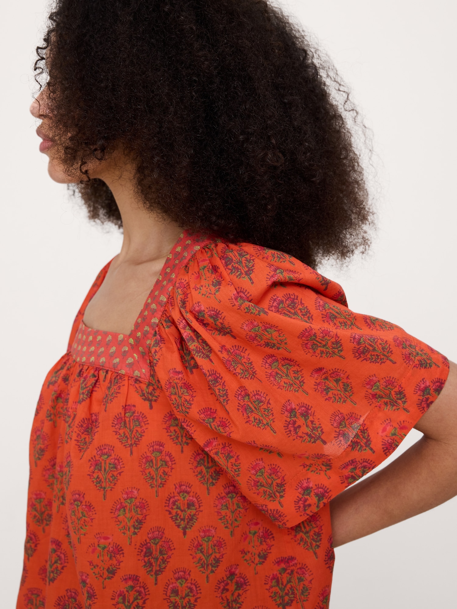 Lightweight Cotton Square-Neck Top