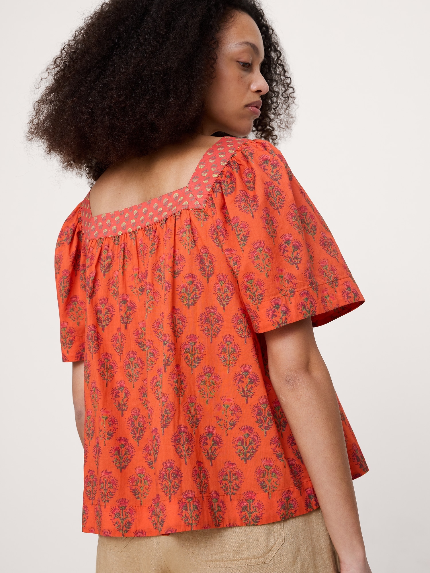 Lightweight Cotton Square-Neck Top