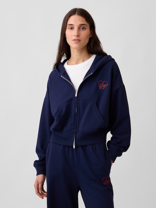 フレンチテリー オーバーサイズ GAPハートロゴ ジップアップパーカー-0