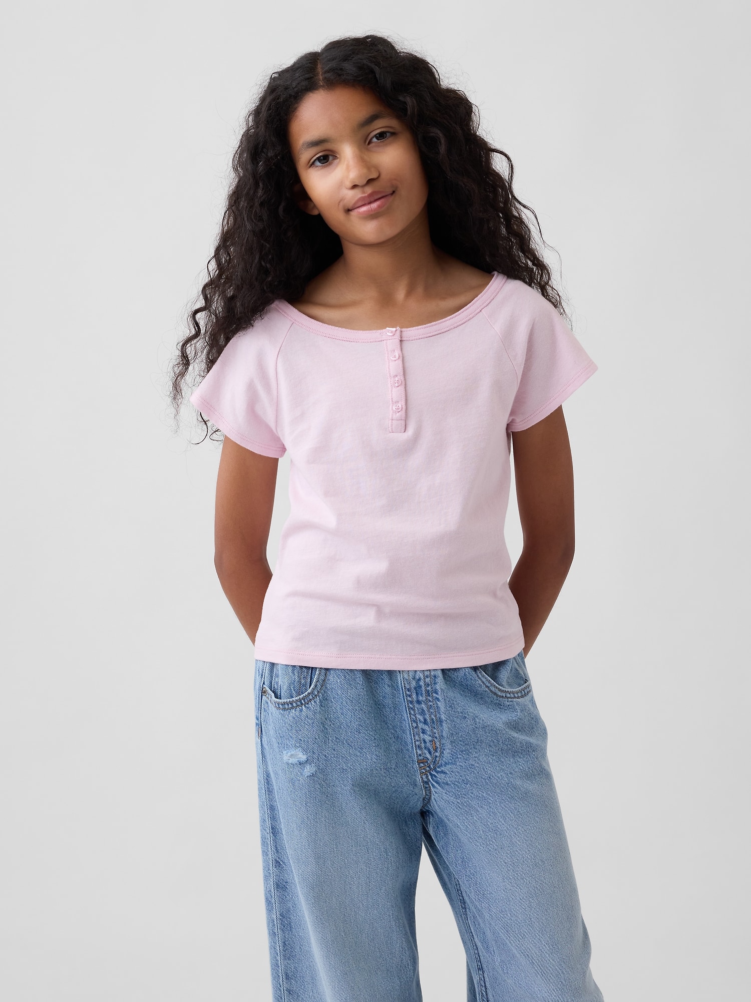 T-SHIRT HENLEY À MANCHES RAGLAN POUR ENFANT
