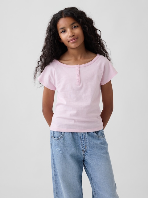 T-SHIRT HENLEY À MANCHES RAGLAN POUR ENFANT