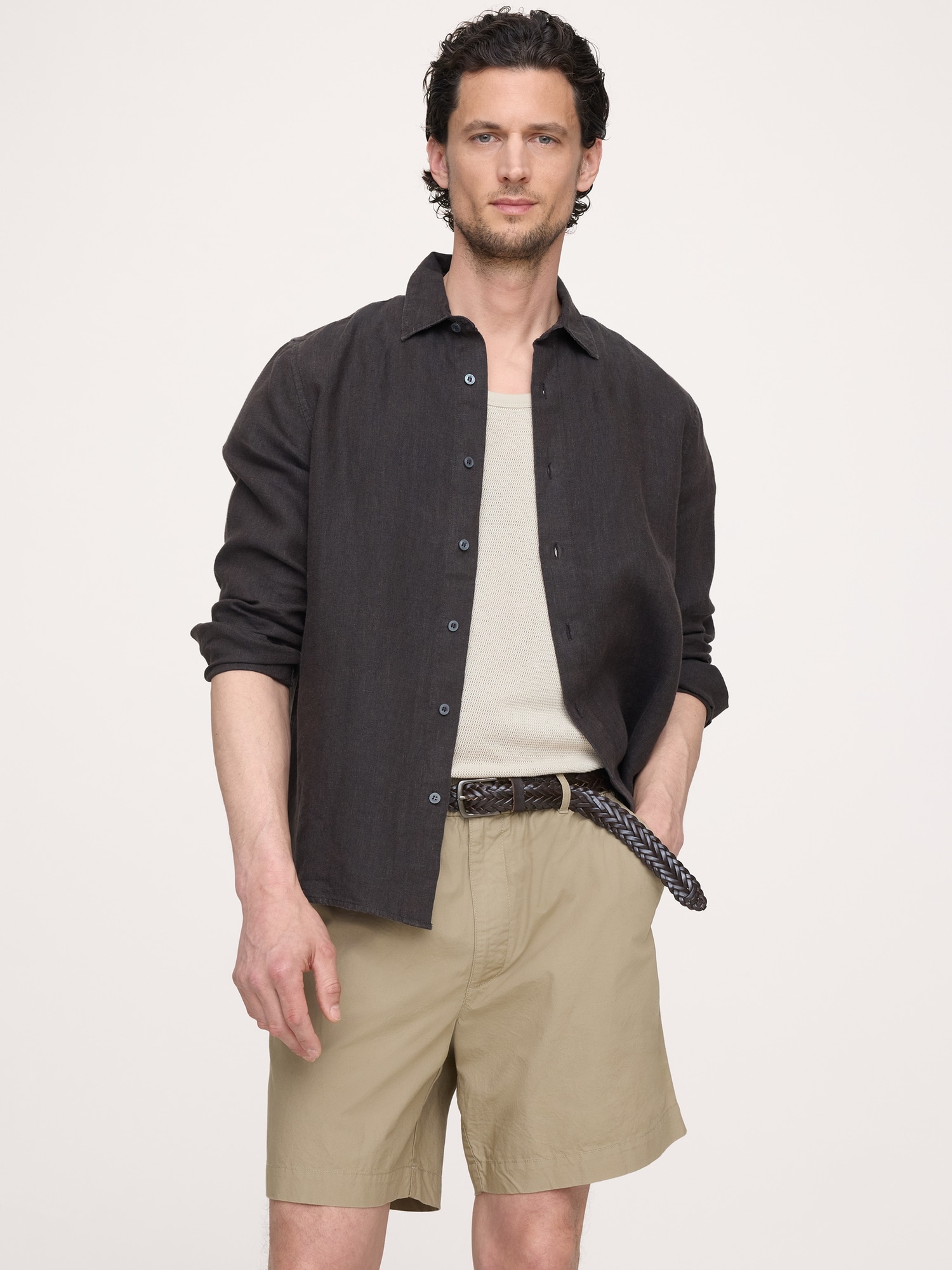 SHORT À TAILLE EXTENSIBLE EN COTON LÉGER DE 18 CM