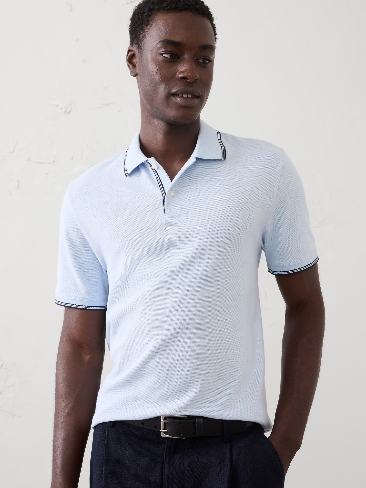 Standard-Fit Textured Tipped Polo