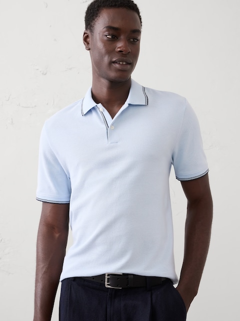 POLO LÉGER ET TEXTURÉ COUPE STANDARD AUX COULEURS CONTRASTANTES
