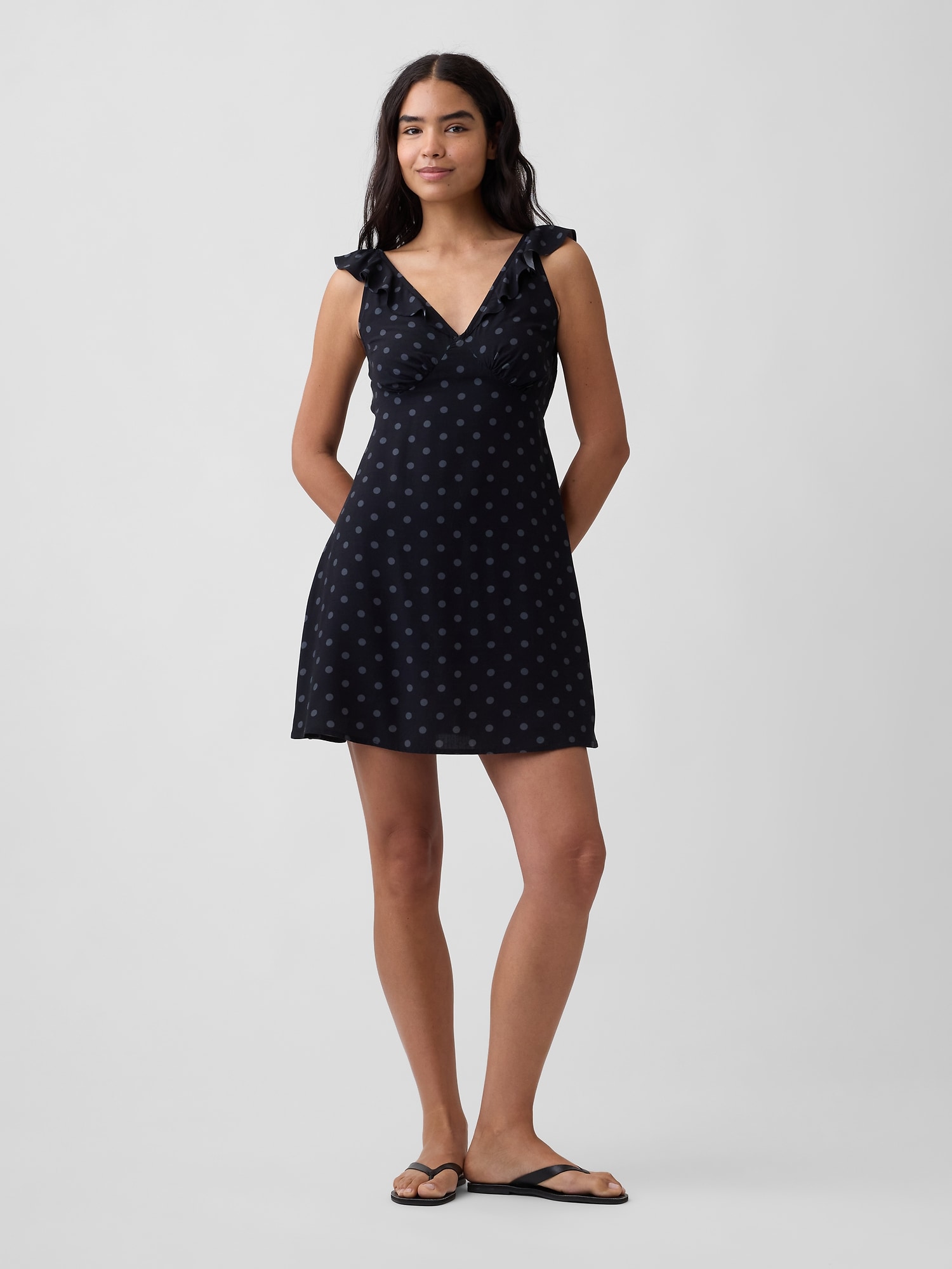 Ruffle V-Neck Mini Dress