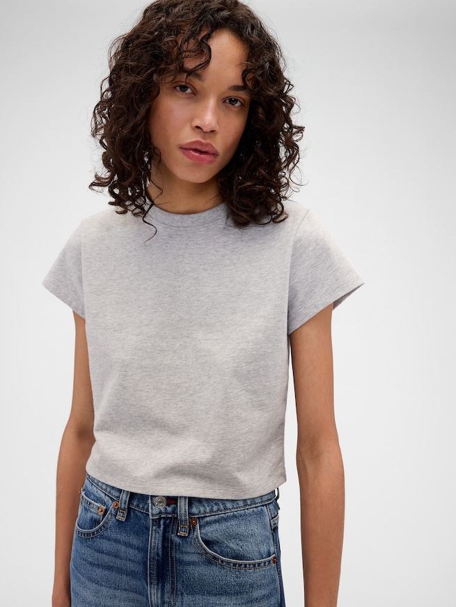 Gap x Victoria Beckham オーガニックコットン ロゴ クロップドTシャツ-0