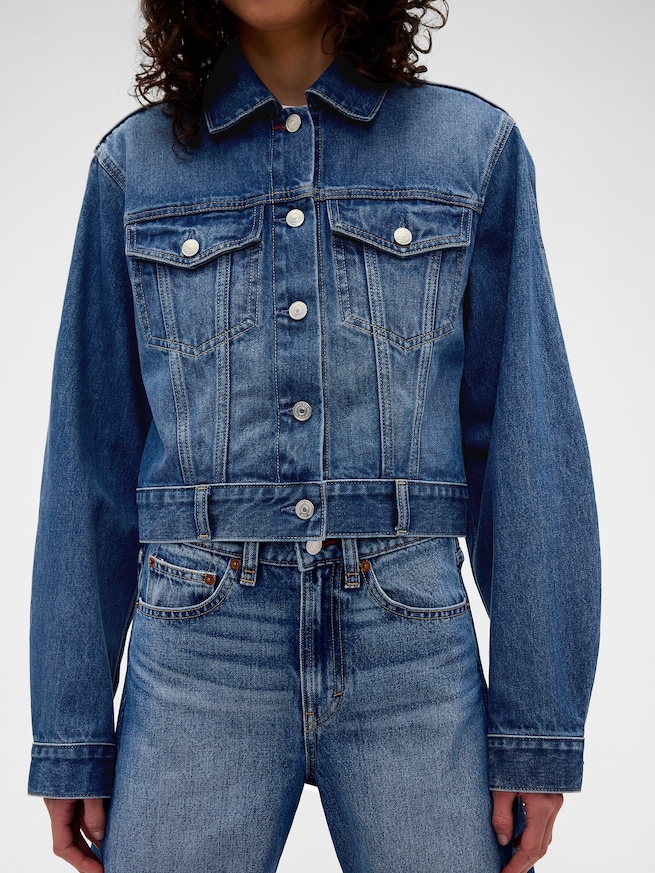 Gap &times; Victoria Beckham リラックスフィット クロップド デニムジャケット-4