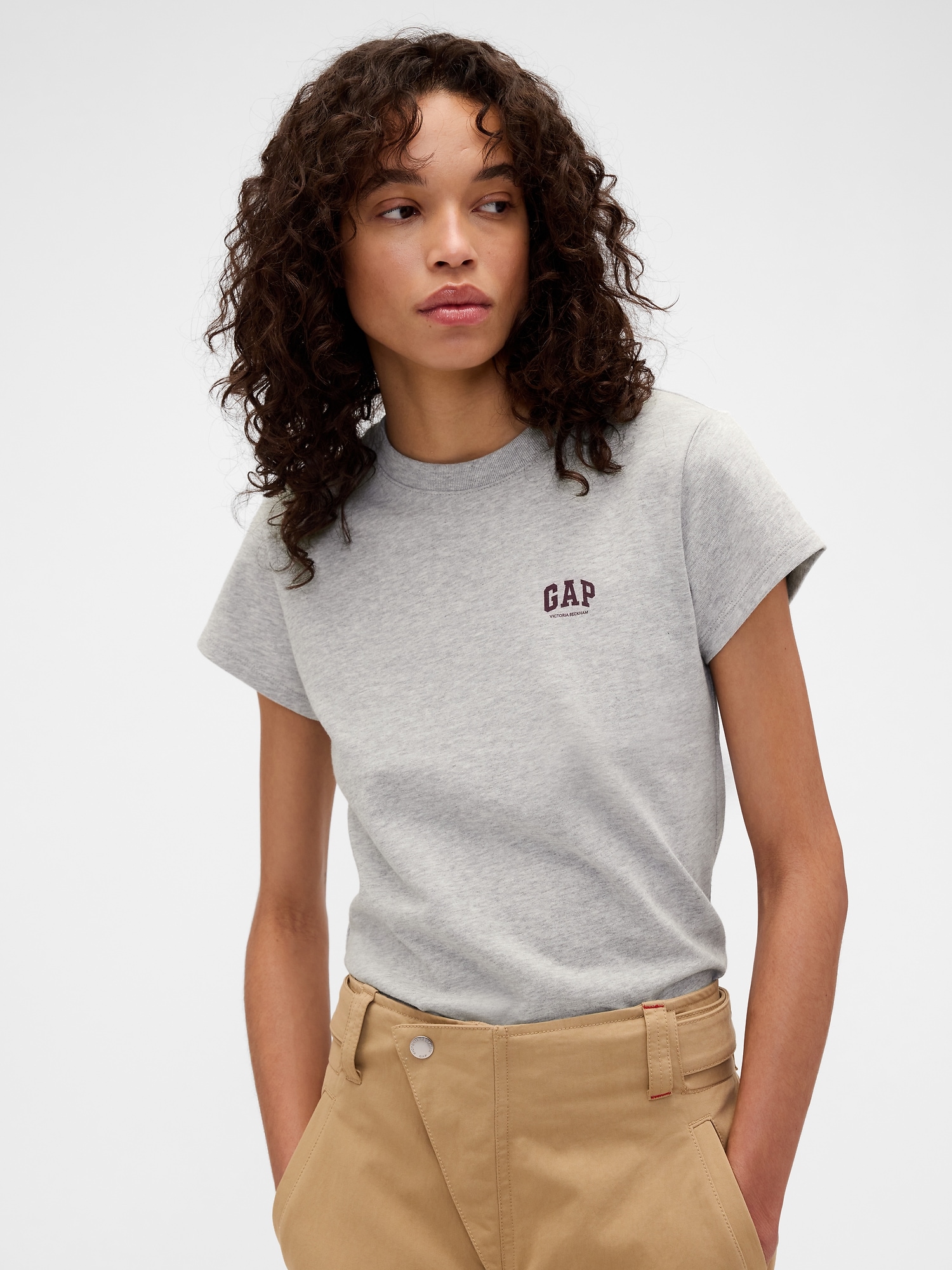 Gap × Victoria Beckham Organic Cotton Logo T-shirt In Gray