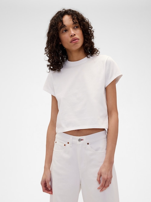 Gap x Victoria Beckham オーガニックコットン ロゴ クロップドTシャツ